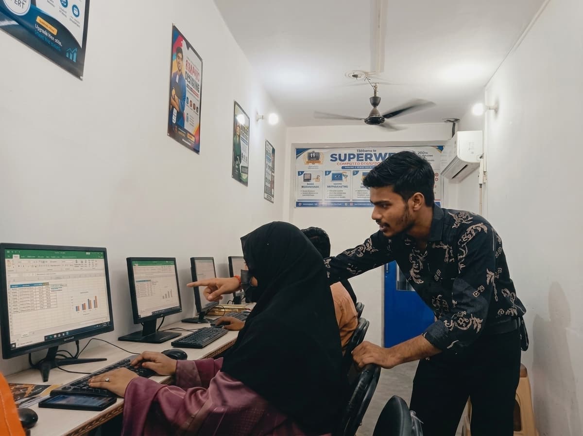 Modern computer lab workstations equipped with high-speed computers