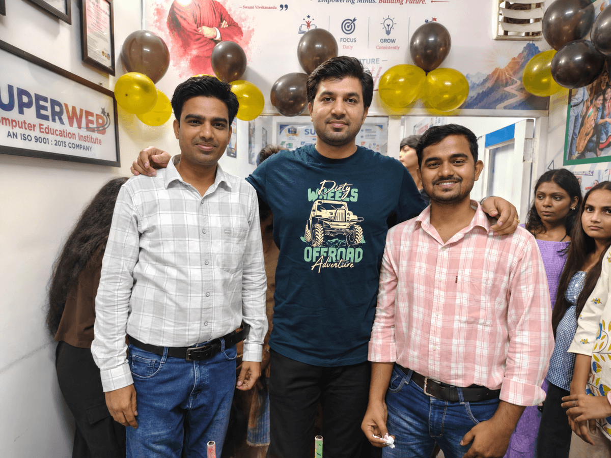 SuperWeb Institute Anniversary Celebration event with faculty and students